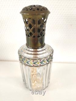 Ancienne Lampe Berger Cristal De Saint Louis Modèle Laurier Polychrome Émaillée