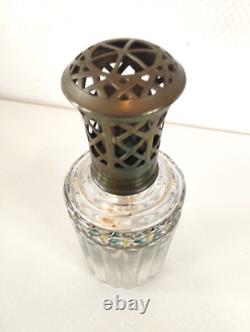 Ancienne Lampe Berger Cristal De Saint Louis Modèle Laurier Polychrome Émaillée