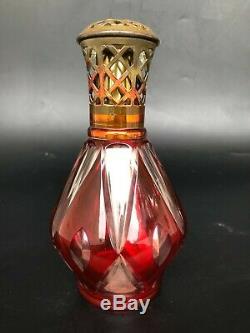 Ancienne Lampe Berger Cristal De Saint Louis Rouge Losanges