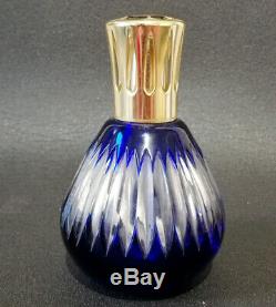 Ancienne Lampe Berger en cristal bleu dans le goût de Saint-Louis