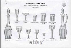 Ancienne Service Digestif 6 Verres Cristal Couleur Modele Joseph St Louis Signee