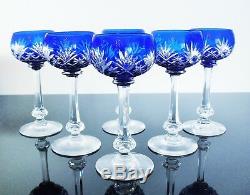 Anciennes 6 Verres A Vin Cristal Couleur Bleu Massenet Massenet St Louis