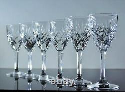 Anciennes 6 Verres A Vin En Cristal Taille Modelé Chantilly St Louis Non Signe