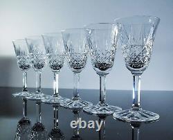 Anciennes 6 Verres A Vin En Cristal Taille Modelé Tarn St Louis Signe