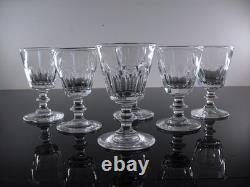 Anciennes 6 Verres Digestif Cristal Taille Cotes Plates Caton St Louis Art Deco