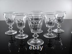 Anciennes 6 Verres Digestif Cristal Taille Cotes Plates Caton St Louis Art Deco