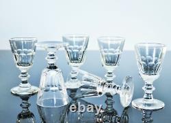 Anciennes 8 Verres Digestif Cristal Taille Cotes Plates Caton St Louis Art Deco