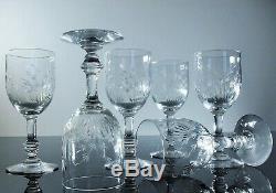 Art Déco Anciennes 6 Verres A Vin En Cristal Grave Taille Baccarat St Louis