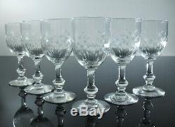 Art Déco Anciennes 6 Verres A Vin En Cristal Grave Taille Baccarat St Louis