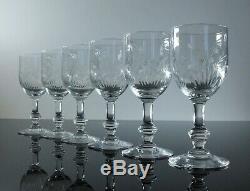 Art Déco Anciennes 6 Verres A Vin En Cristal Grave Taille Baccarat St Louis