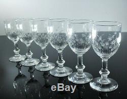 Art Déco Anciennes 6 Verres A Vin En Cristal Grave Taille Baccarat St Louis