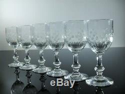 Art Déco Anciennes 6 Verres A Vin En Cristal Grave Taille Baccarat St Louis