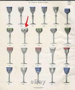 Art Déco Grand 6 Verres A Vin Cristal Couleur Taille Catalogue 1930 St Louis