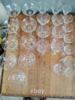 Art Déco Service 25 Verres Cristal Taillé, St Louis Baccarat
