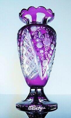 Art Nouveau Vase Cristal Couleur Double Taille St Louis Baccarat Bohême 1890