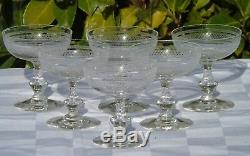 Baccarat Saint Louis Service de 6 coupes à champagne en cristal gravé