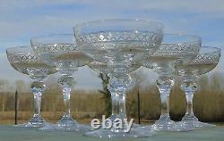 Baccarat Saint Louis Service de 6 coupes à champagne en cristal taillé