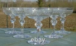 Baccarat Saint Louis Service de 6 coupes à champagne en cristal taillé