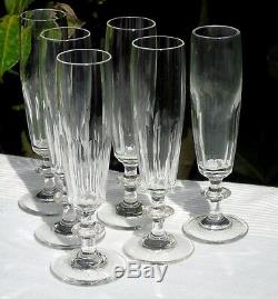 Baccarat Saint Louis Service de 6 flûtes à champagne en cristal taillé. XIXe
