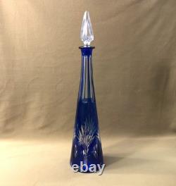 Belle carafe en cristal overlay SAINT LOUIS doublé BLEU 44 cm (couleurs verre)