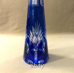 Belle carafe en cristal overlay SAINT LOUIS doublé BLEU 44 cm (couleurs verre)