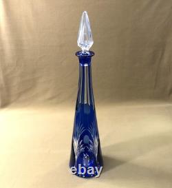 Belle carafe en cristal overlay SAINT LOUIS doublé BLEU 44 cm (couleurs verre)
