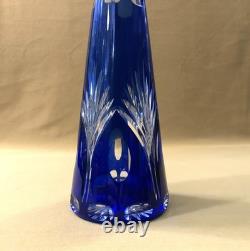 Belle carafe en cristal overlay SAINT LOUIS doublé BLEU 44 cm (couleurs verre)