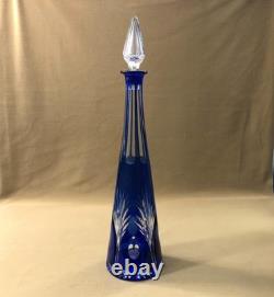 Belle carafe en cristal overlay SAINT LOUIS doublé BLEU 44 cm (couleurs verre)