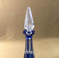 Belle carafe en cristal overlay SAINT LOUIS doublé BLEU 44 cm (couleurs verre)