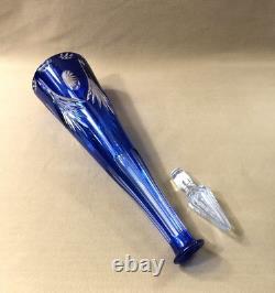 Belle carafe en cristal overlay SAINT LOUIS doublé BLEU 44 cm (couleurs verre)