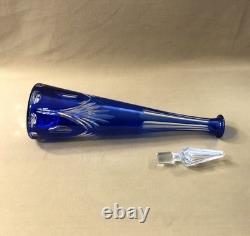 Belle carafe en cristal overlay SAINT LOUIS doublé BLEU 44 cm (couleurs verre)