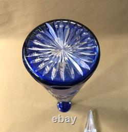 Belle carafe en cristal overlay SAINT LOUIS doublé BLEU 44 cm (couleurs verre)