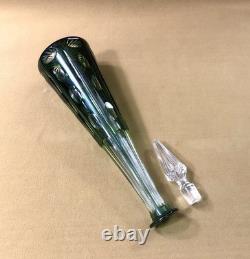 Belle carafe en cristal overlay SAINT LOUIS doublé VERT 33 cm (couleurs verre)