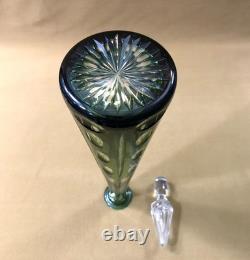 Belle carafe en cristal overlay SAINT LOUIS doublé VERT 33 cm (couleurs verre)