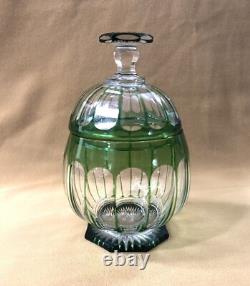 Boite / bonbonnière en cristal overlay doublé vert SAINT LOUIS 18 cm no verre