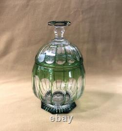 Boite / bonbonnière en cristal overlay doublé vert SAINT LOUIS 18 cm no verre
