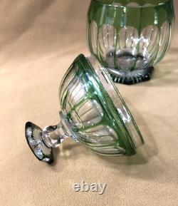 Boite / bonbonnière en cristal overlay doublé vert SAINT LOUIS 18 cm no verre