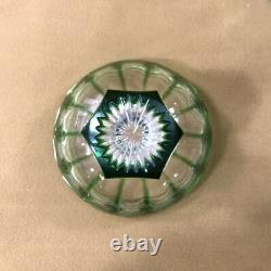 Boite / bonbonnière en cristal overlay doublé vert SAINT LOUIS 18 cm no verre