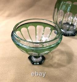 Boite / bonbonnière en cristal overlay doublé vert SAINT LOUIS 18 cm no verre