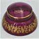 Bonbonnière Saint Louis Cristal Doublé Mauve, Dégagé Et Doré De Fleurs, Signée