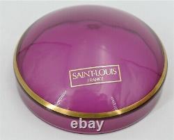 Bonbonnière Saint Louis cristal doublé mauve, dégagé et doré de fleurs, signée