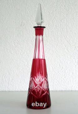 CARAFE Cristal Overlay Rouge BACCARAT ou SAINT LOUIS XXème Siècle