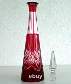 CARAFE Cristal Overlay Rouge BACCARAT ou SAINT LOUIS XXème Siècle