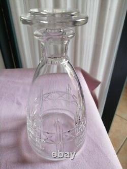 CARAFE ET 3 VERRES A LIQUEUR ou PORTO SAINT LOUIS CRISTAL Signé TBE