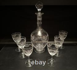 Carafe Avec 6 Verres en Cristal de Saint Louis modèle MANON Datant Des Années 30