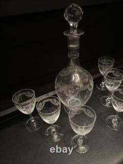 Carafe Avec 6 Verres en Cristal de Saint Louis modèle MANON Datant Des Années 30