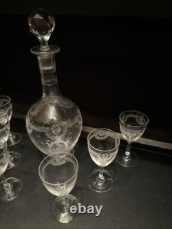 Carafe Avec 6 Verres en Cristal de Saint Louis modèle MANON Datant Des Années 30