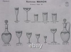 Carafe Avec 6 Verres en Cristal de Saint Louis modèle MANON Datant Des Années 30
