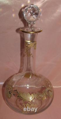 Carafe à décanter à vin cristal Baccarat Saint-Louis décor or époque XIXème