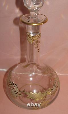 Carafe à décanter à vin cristal Baccarat Saint-Louis décor or époque XIXème